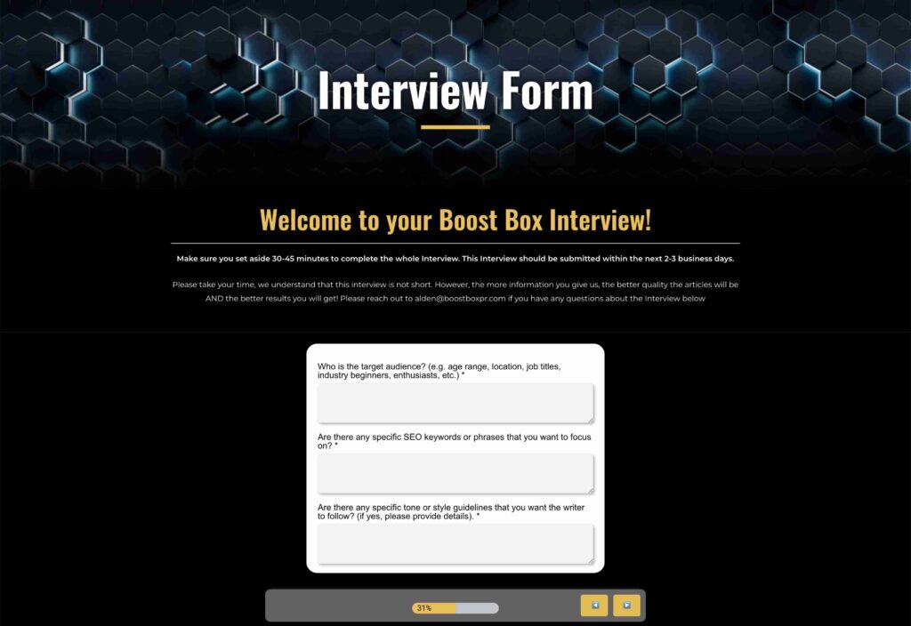 Boost Box Interview Form